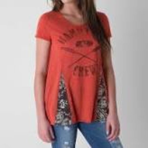 living doll Tops - Living Doll Hampton's Crew Top Orange Red with Brown Rowing Graphic Size Medium